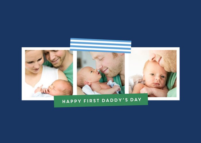 Pinstriped Multi-Photo First Father's Day Photo Card