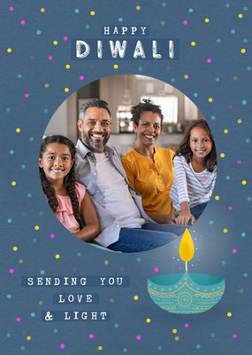Illustrated Diya Diwali Photo Upload Card
