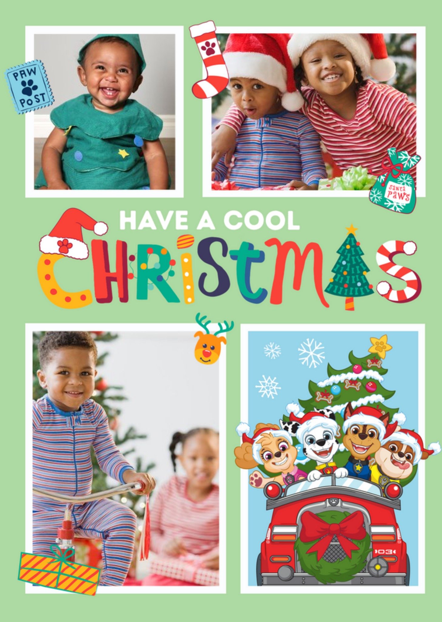 Paw Patrol Cool Christmas Photo Upload Card