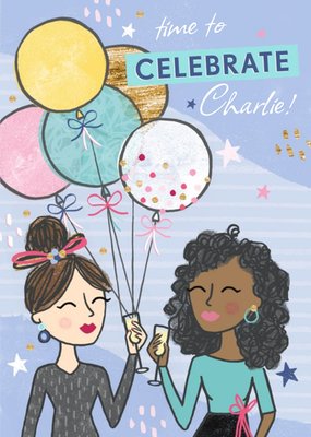 Celebration Birthday Ballons Party Themed Birthday Card