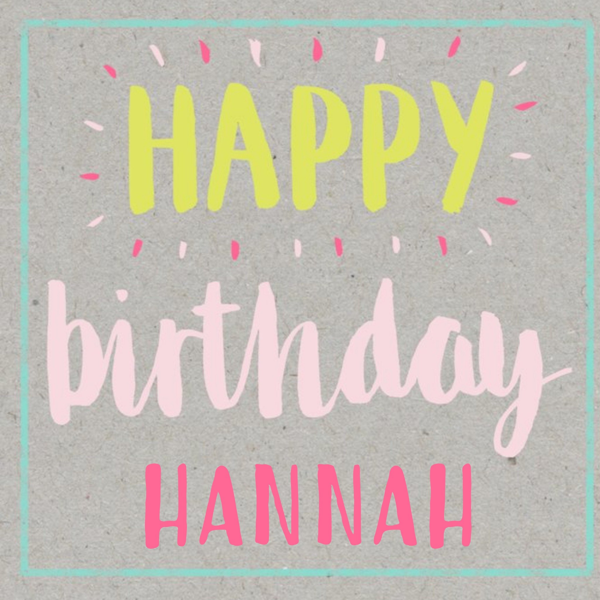 Neon Letters Personalised Name Happy Birthday Card, Square