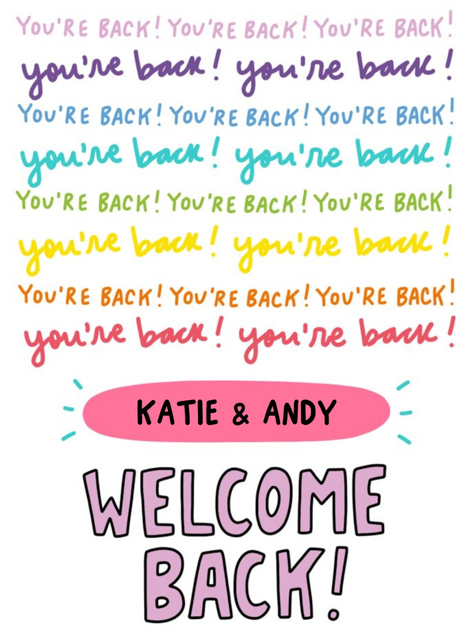 Angela Chick Fun Typographic Welcome Back Card Ecard