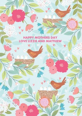 Pastel Flowers And Birds Personalised Happy Mother's Day Card