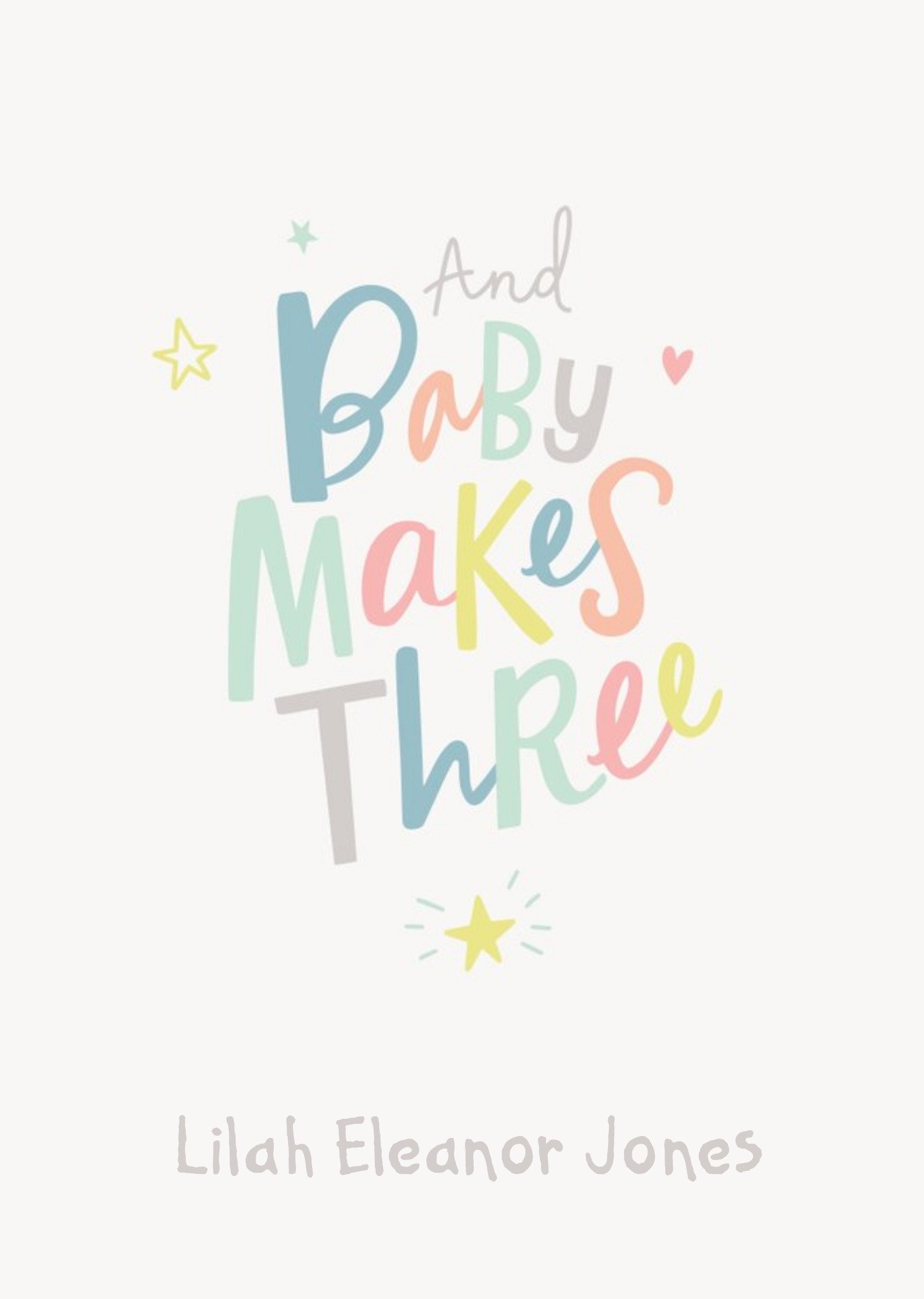 Moonpig Cute Colourful Lettering New Baby Arty Male Female Card , Large