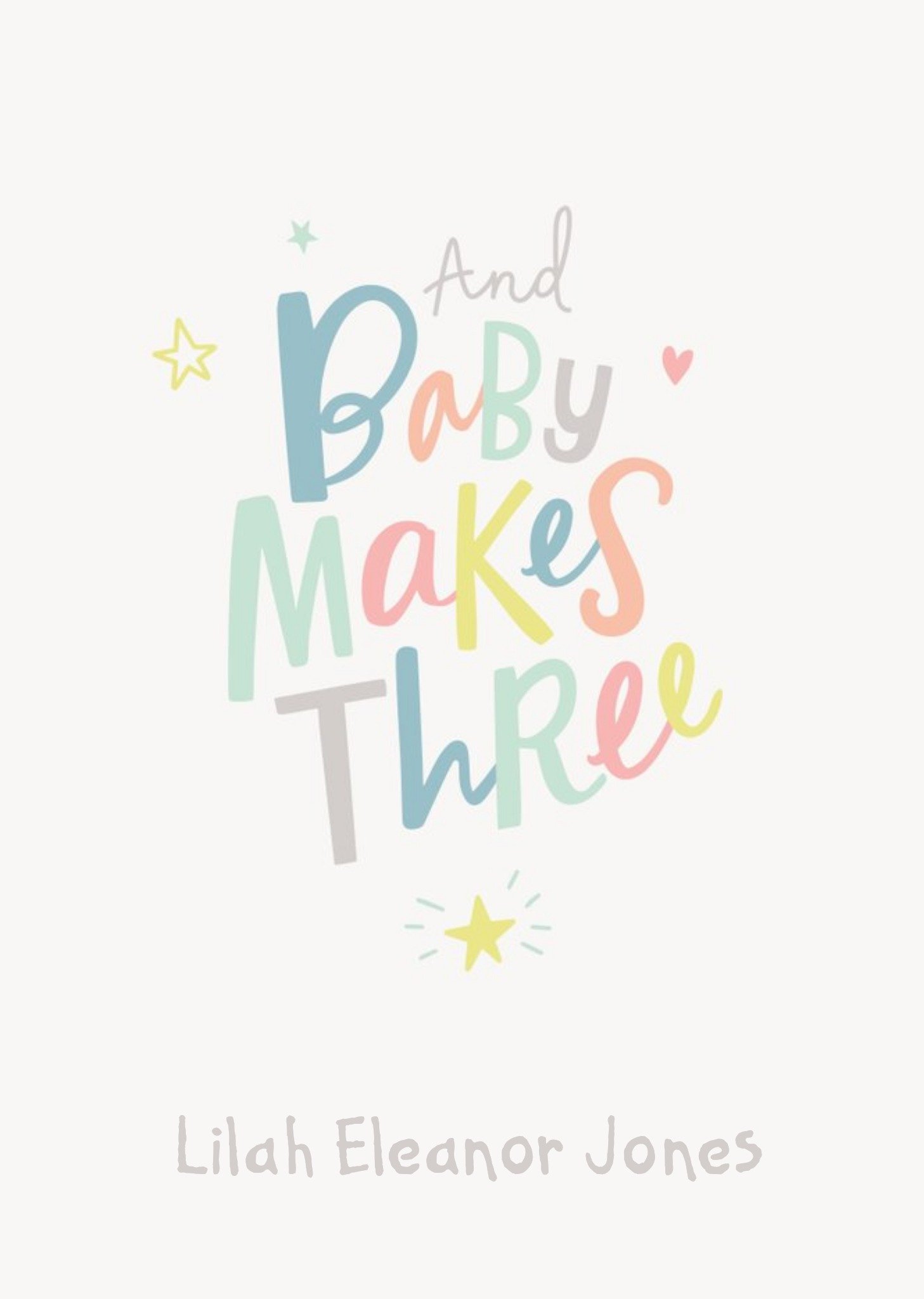 Cute Colourful Lettering New Baby Arty Male Female Card Ecard