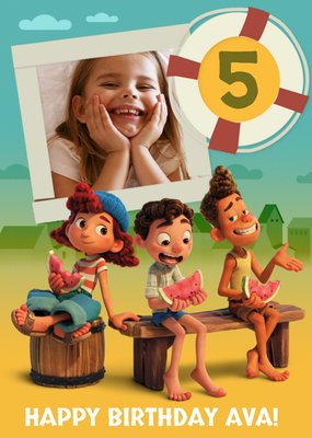 Disney Luca Characters Photo Upload Birthday Card