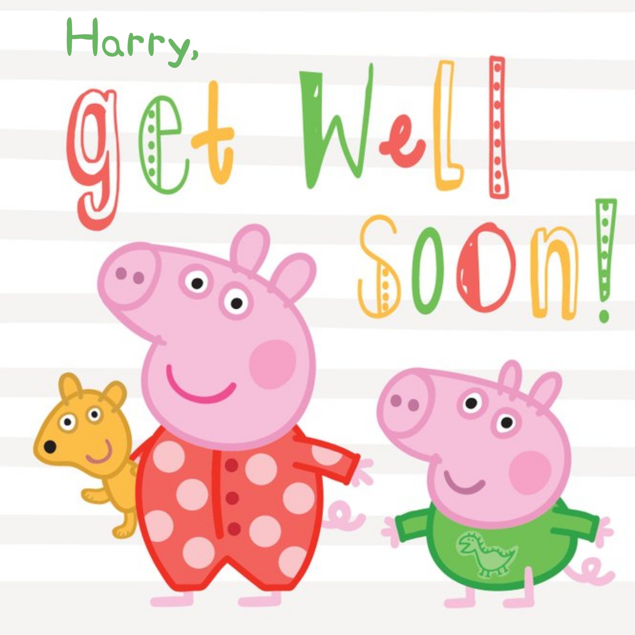 Personalised Peppa Pig Get Well Soon Card, Square