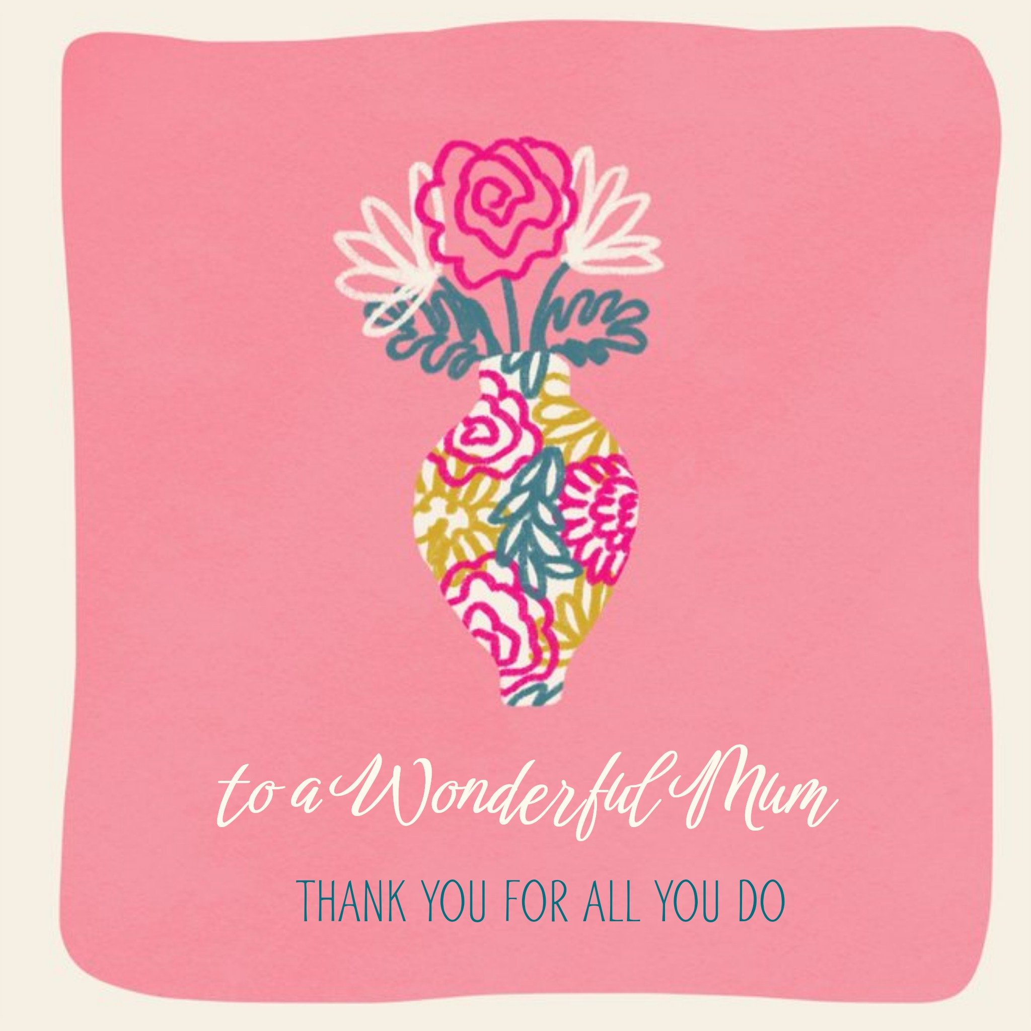 Moonpig Baroque Flowers In A Vase Personalised Mother's Day Card, Square