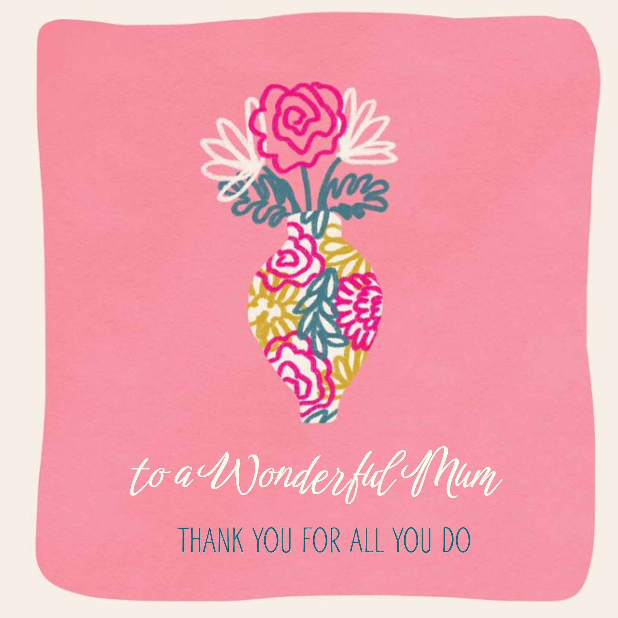 Baroque Flowers In A Vase Personalised Mother's Day Card, Square