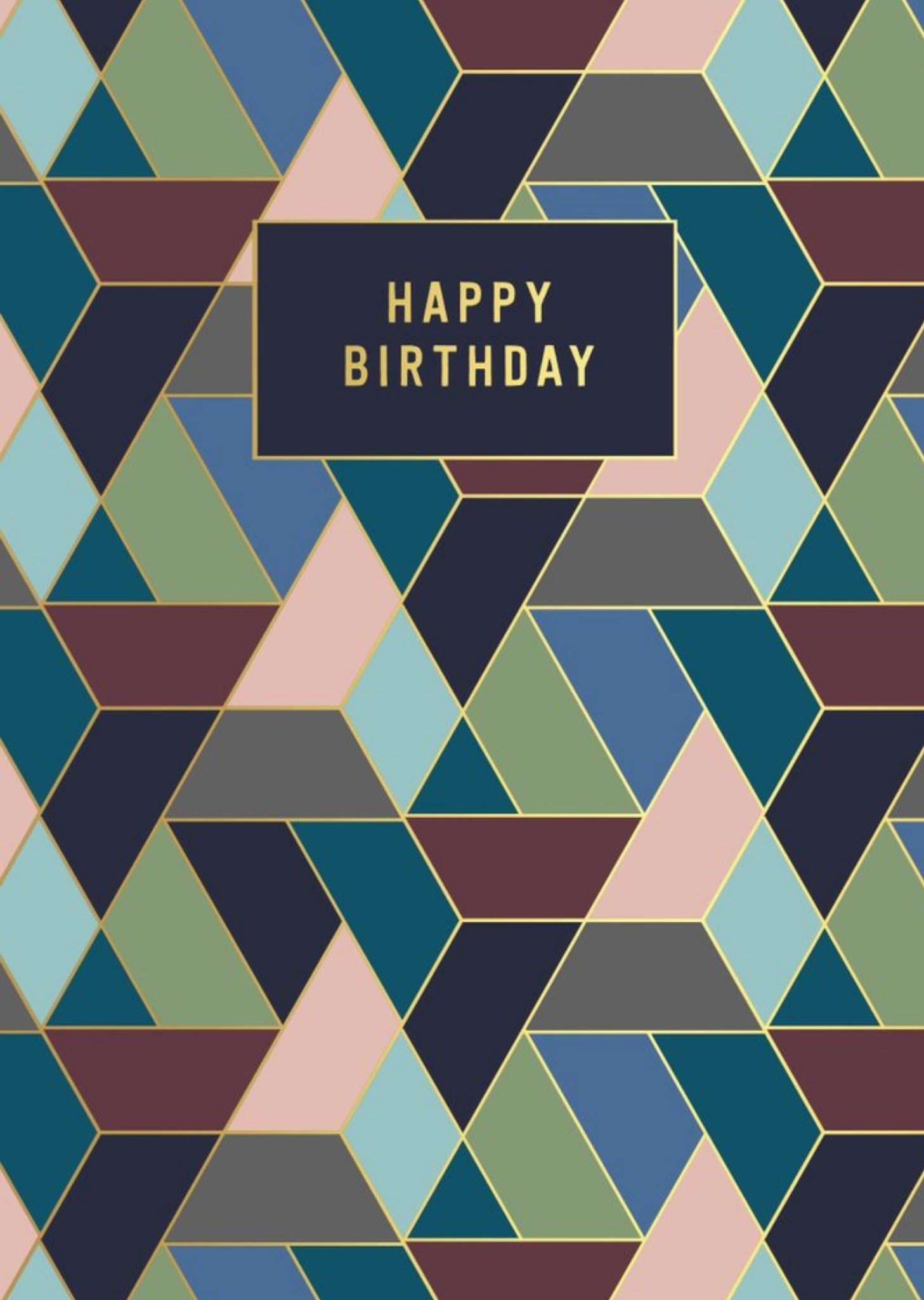 Moonpig Geometric Pattern Happy Birthday Card Ecard