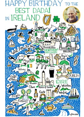 Vibrant Collage Illustration Of Ireland Photo Upload Birthday Card
