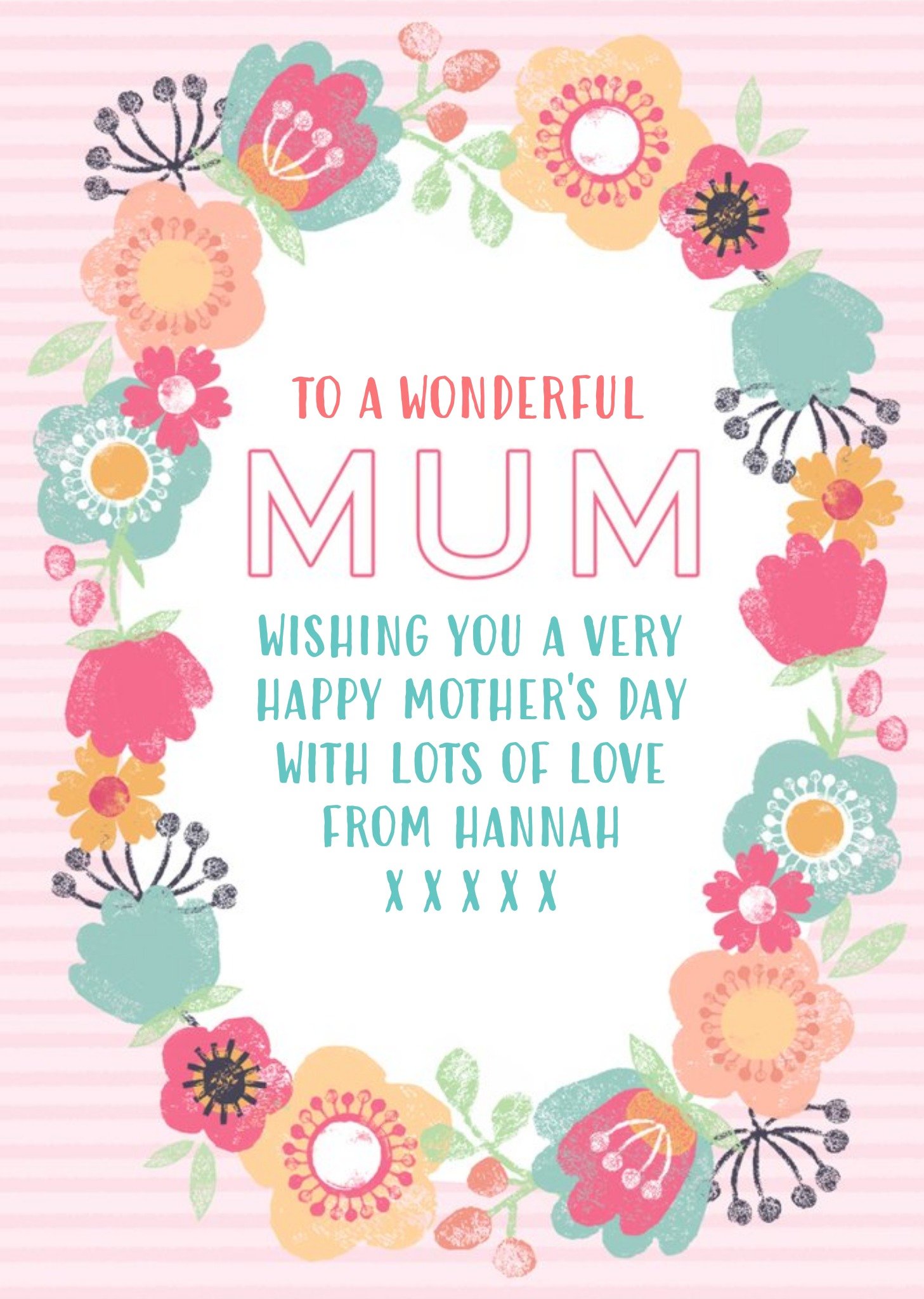 Moonpig Bright Floral Border To A Wonderful Mum Happy Mother's Day Card Ecard