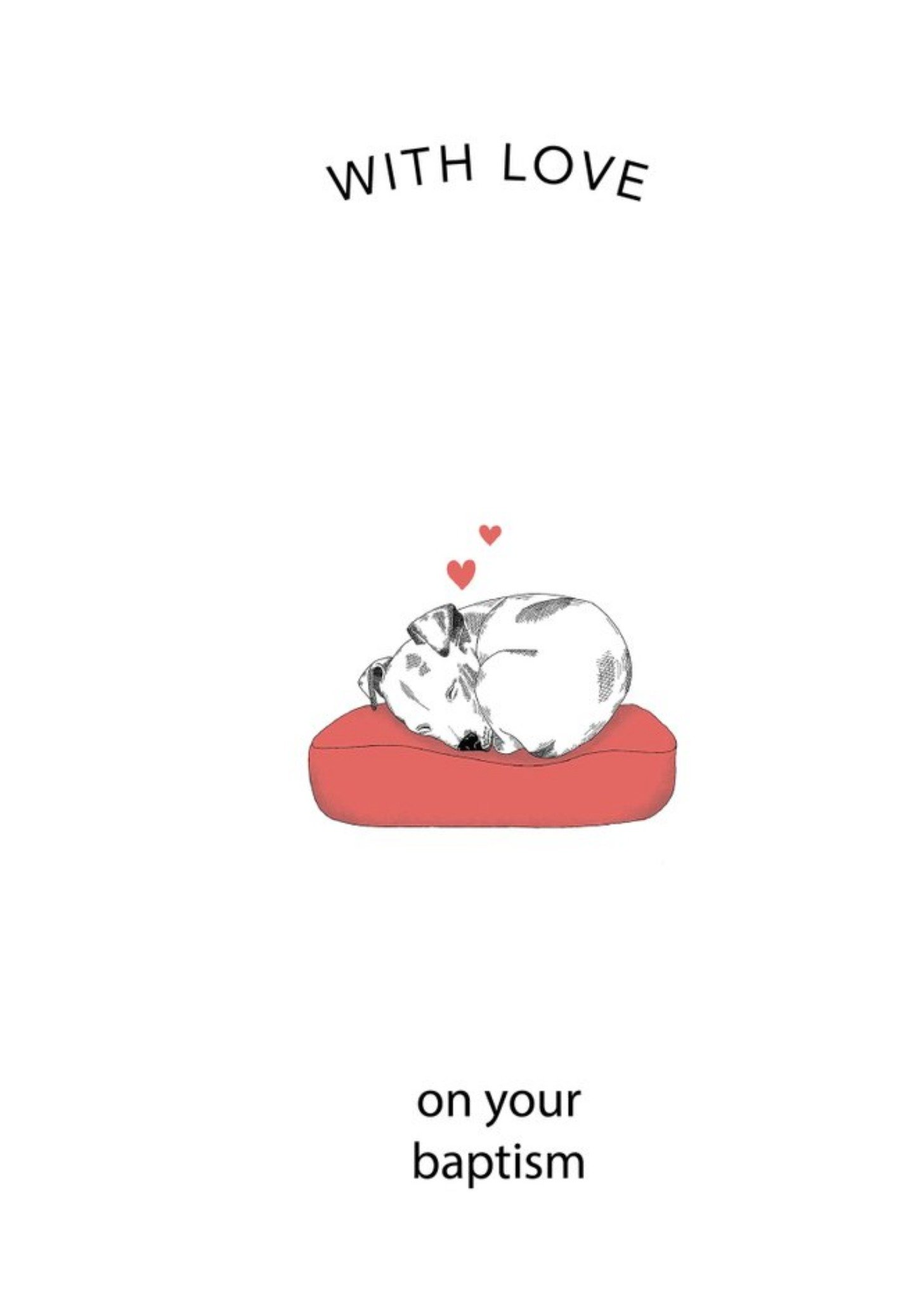 Love Hearts Dotty Dog Art Illustration Congratulations Cute New Baby Card Ecard