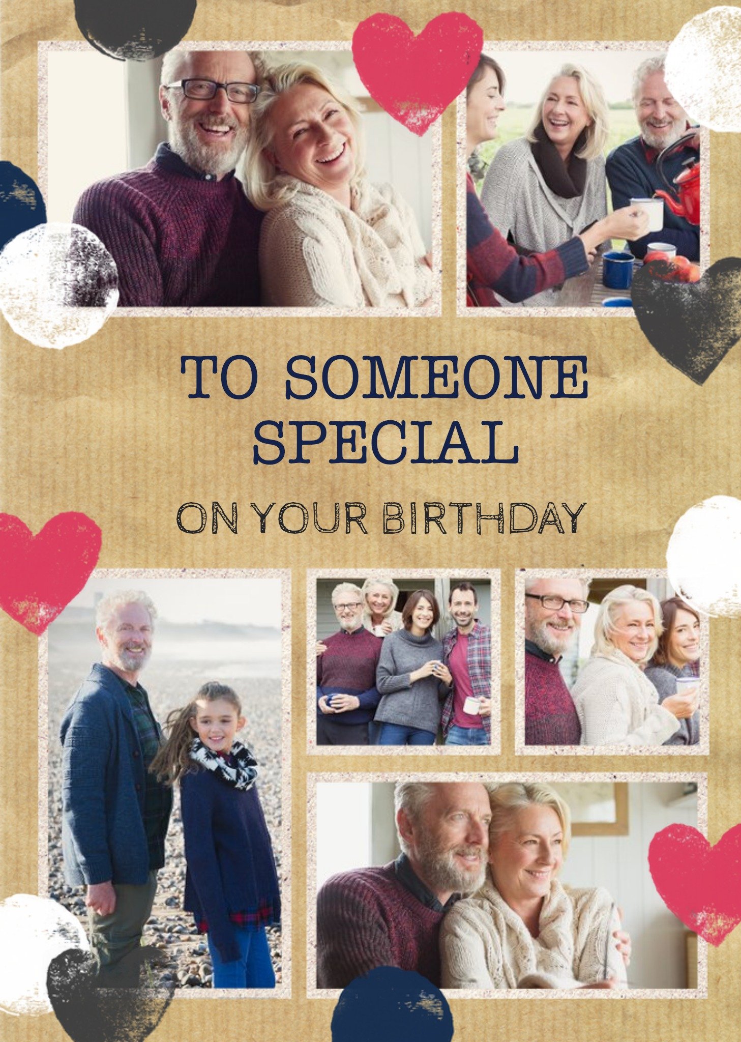 Moonpig Stamped Hearts To Someone Special Photo Birthday Card, Large