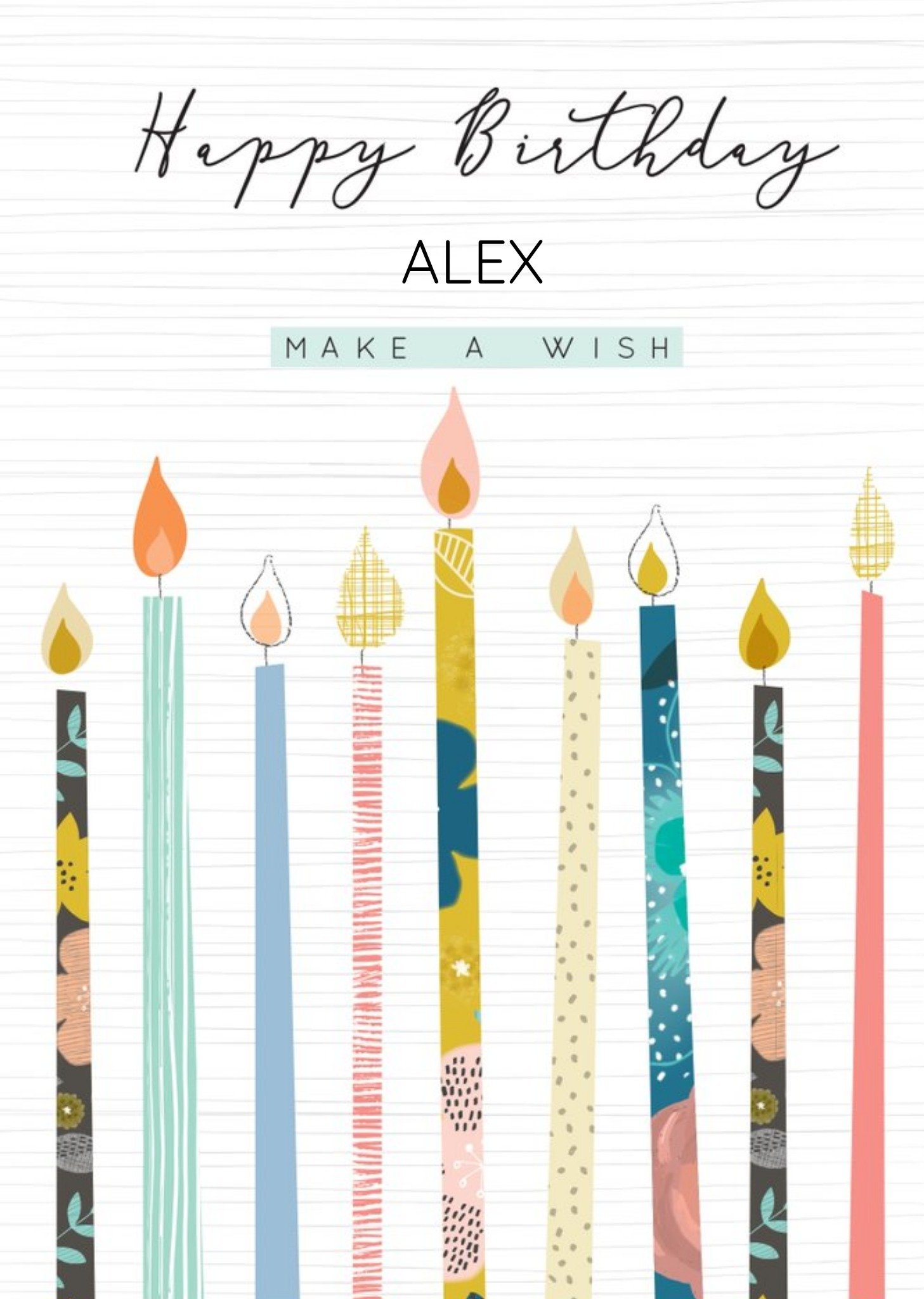 Illustrated Modern Birthday Candles Card Ecard