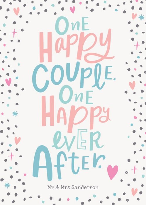 Cute Typographic Happy Ever After Wedding Congratulations Card