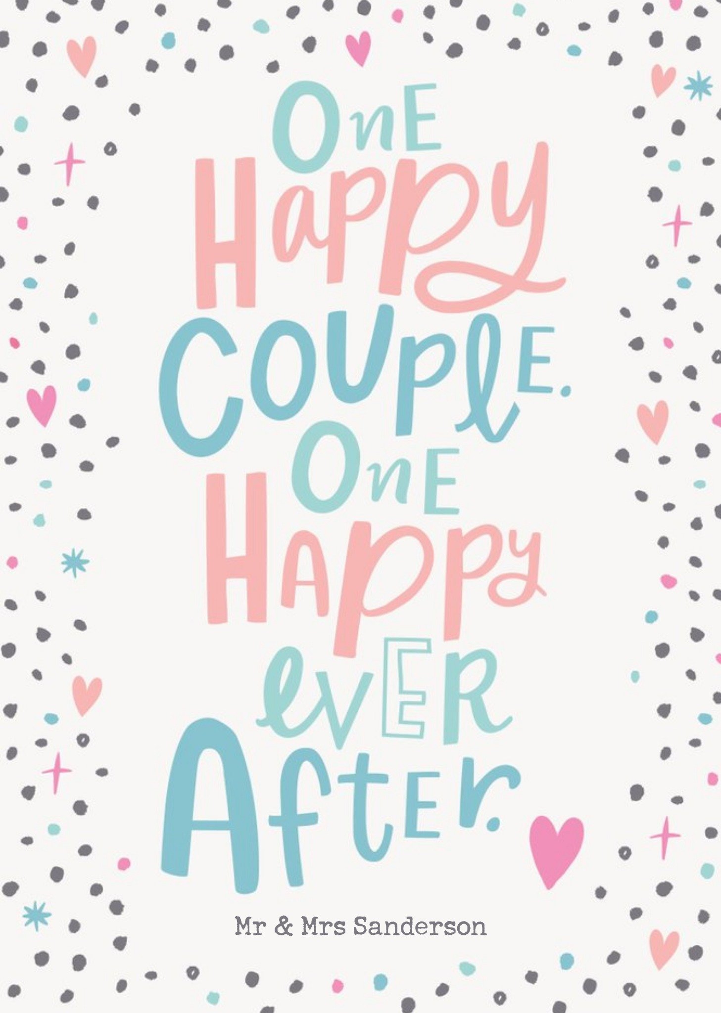 Cute Typographic Happy Ever After Wedding Congratulations Card Ecard