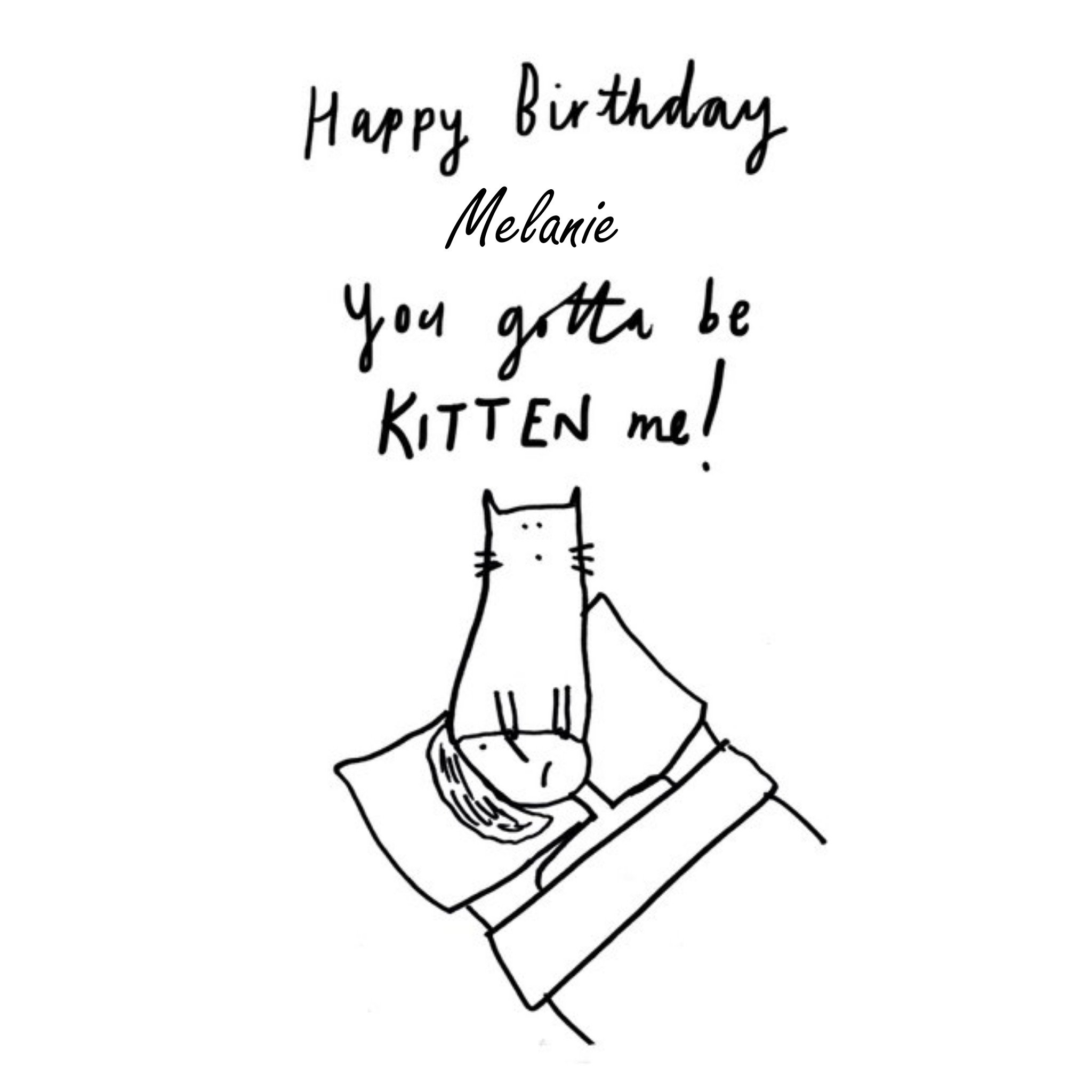 Moonpig You Gotta Be Kitten Me Personalised Happy Birthday Card, Square
