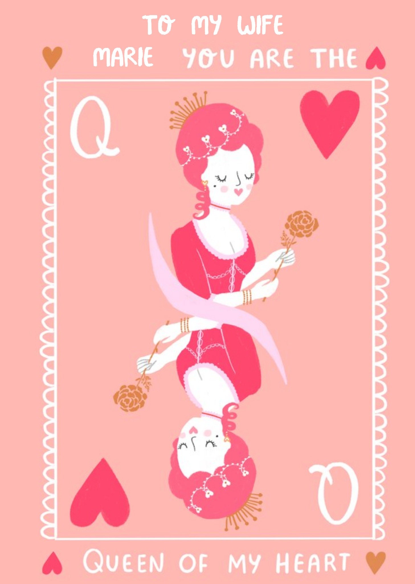 Moonpig Millicent Venton Queen Of My Heart To My Wife Valentines Day Card Ecard