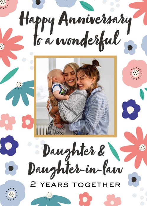 Daughter and Daughter-In-Law Floral Photo Upload Card