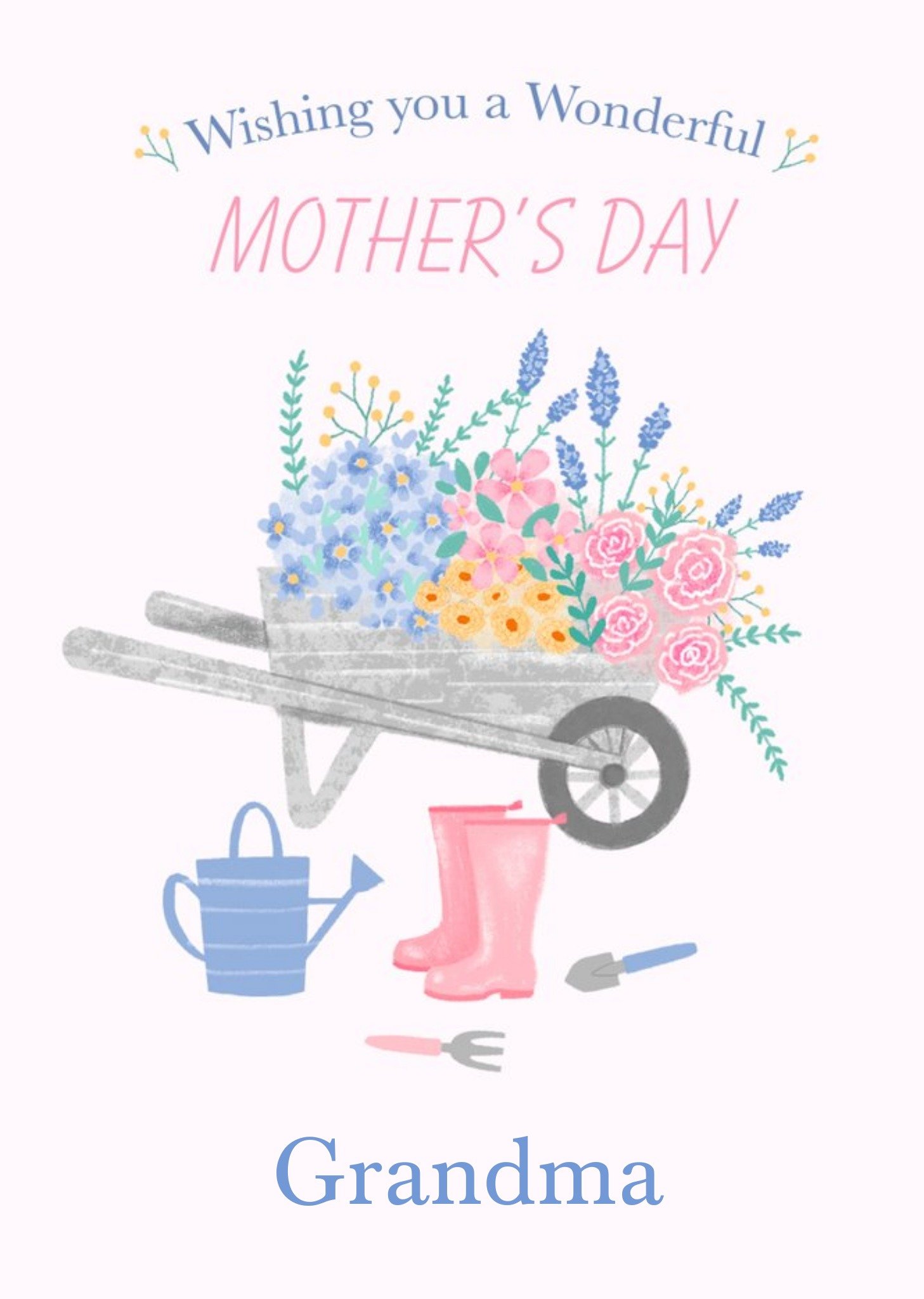 Illustration Of A Wheelbarrow Filled With Flowers Wonderful Mother's Day Card Ecard