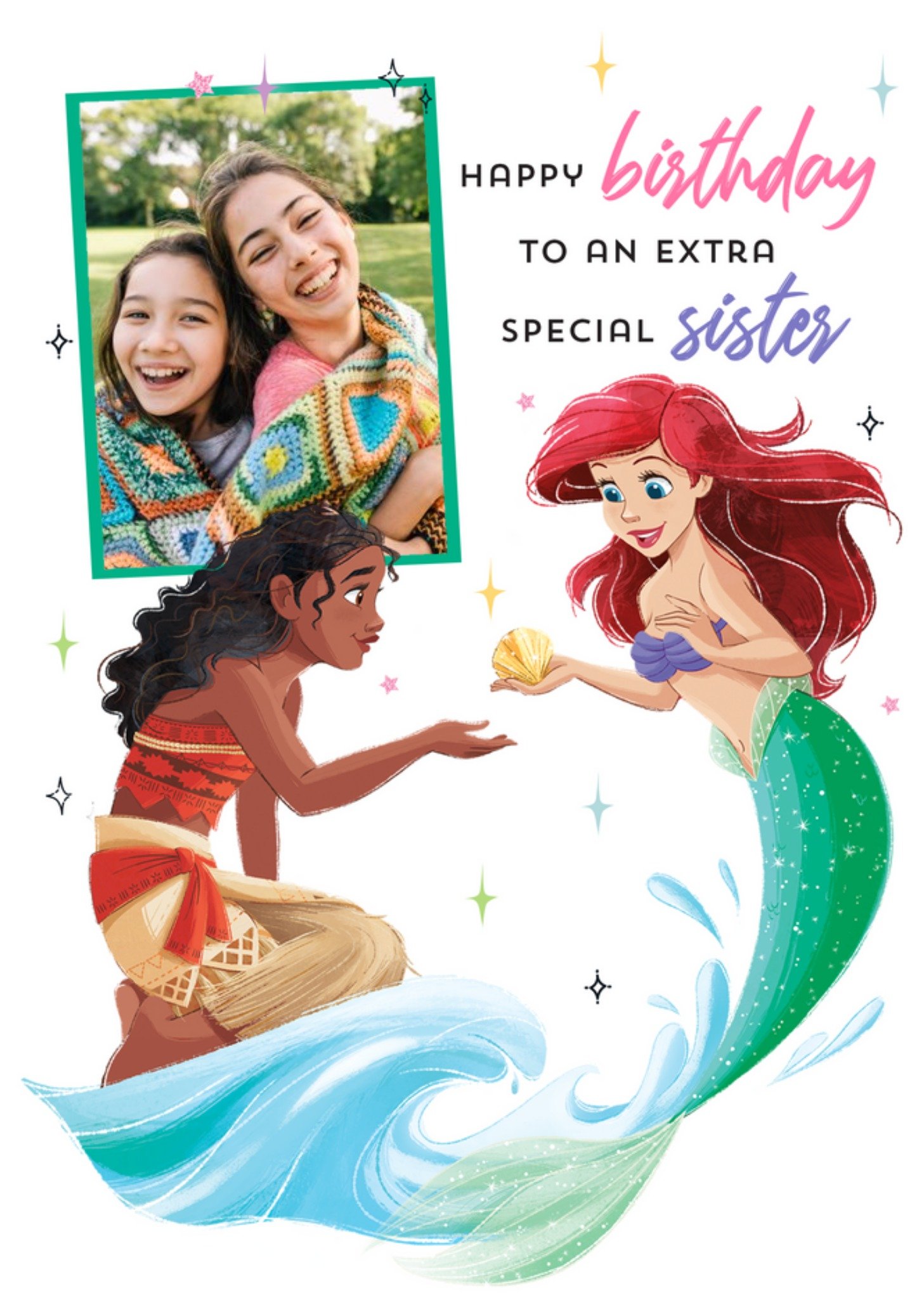 Disney Princess Happy Birthday To An Extra Special Sister Photo Upload Card, Large