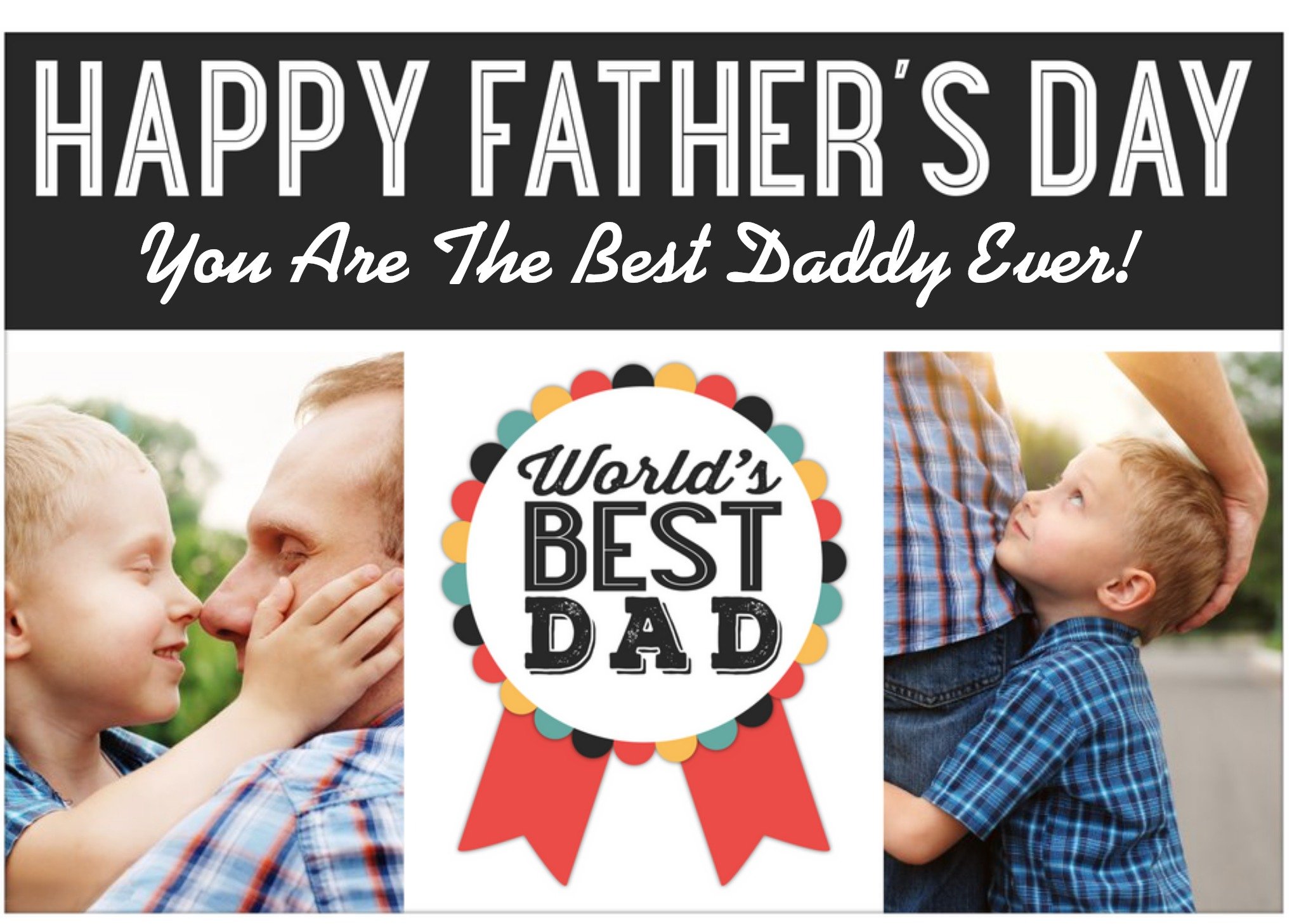 Ribbon Pin World's Best Dad Personalised Photo Upload Happy Father's Day Card