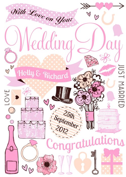 Illustrated Personalised Wedding Day Card