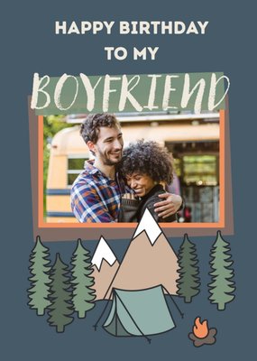 Outdoor Adventure Camping Photo Upload Birthday Boyfriend Card