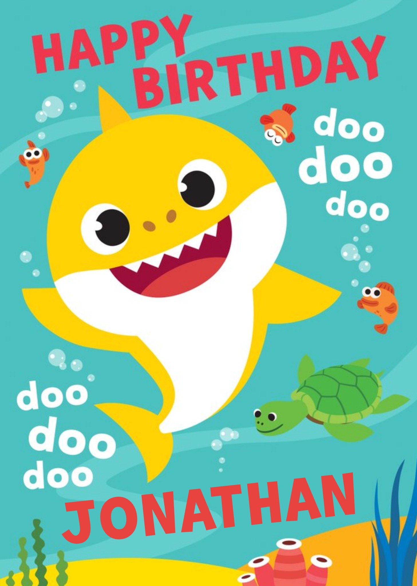 Baby Shark Song Kids Happy Birthday Card, Large