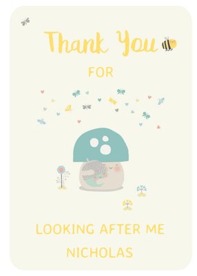 Little Acorns Personalise Thank You Mushroom Cute Card