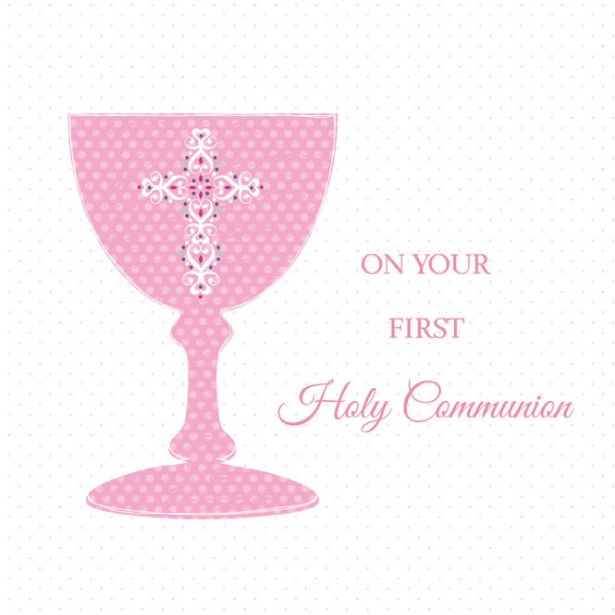 Moonpig Holy Communion Pink Goblin Cross Card, Square