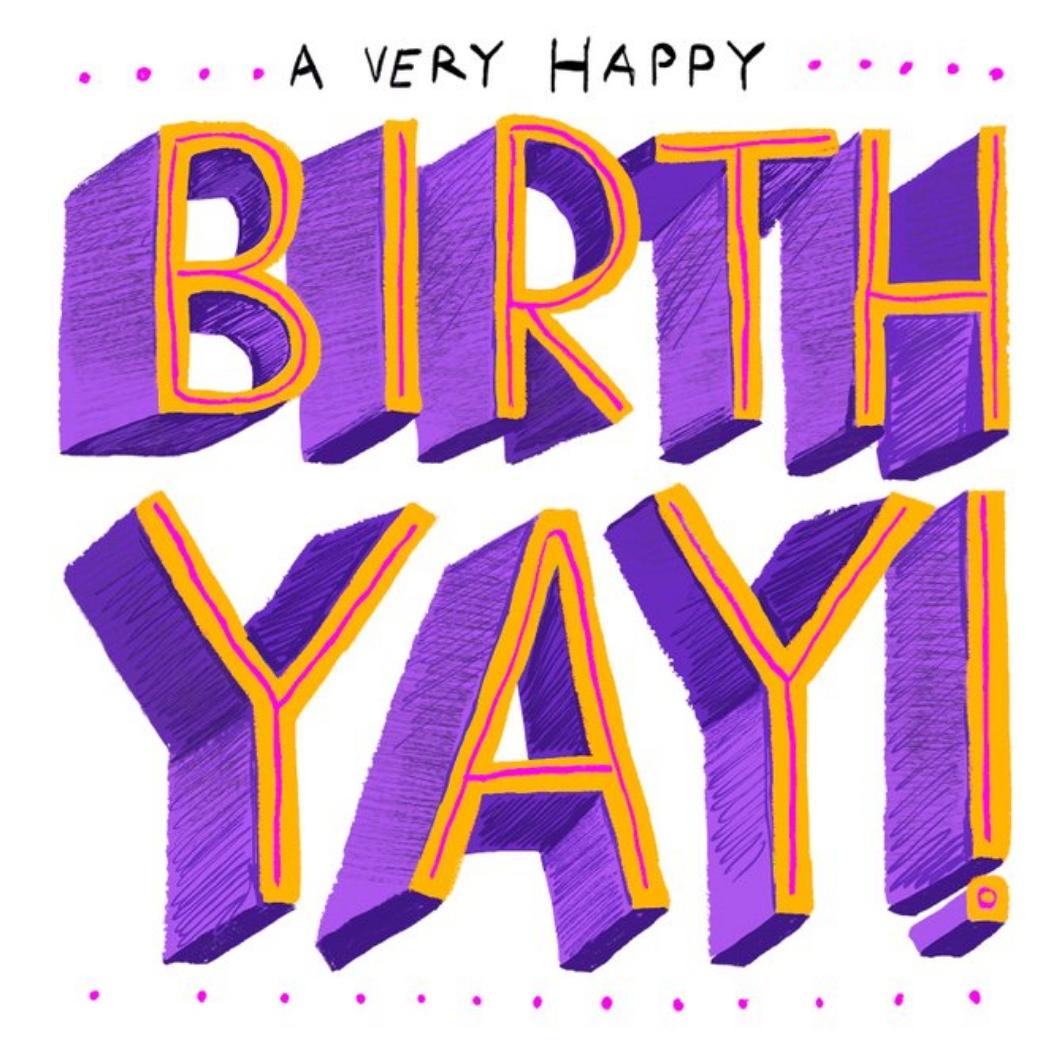Moonpig Typographical Birth-Yay Birthday Card, Square