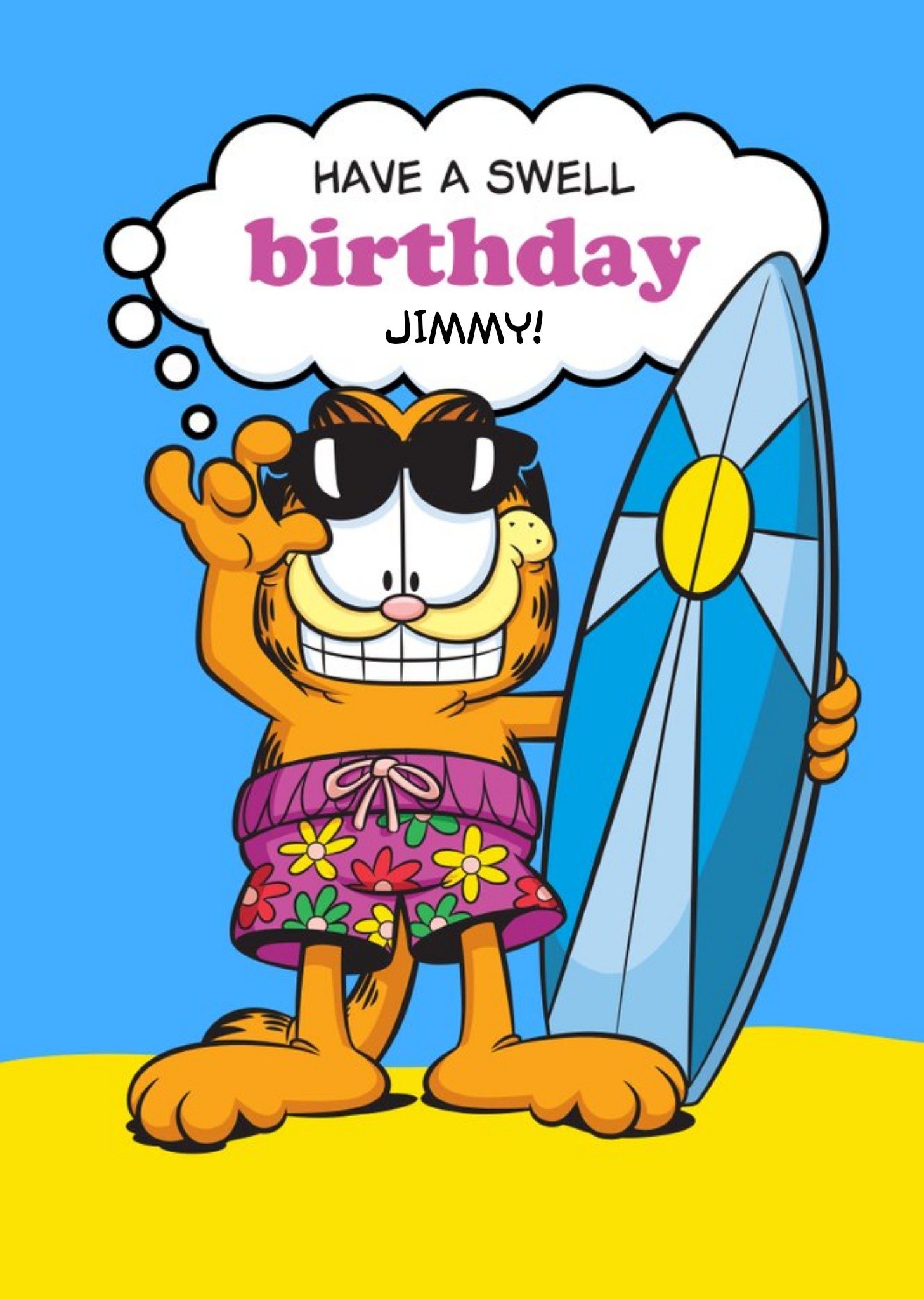 Nickelodeon Garfield Surfer Swell Birthday Card Ecard
