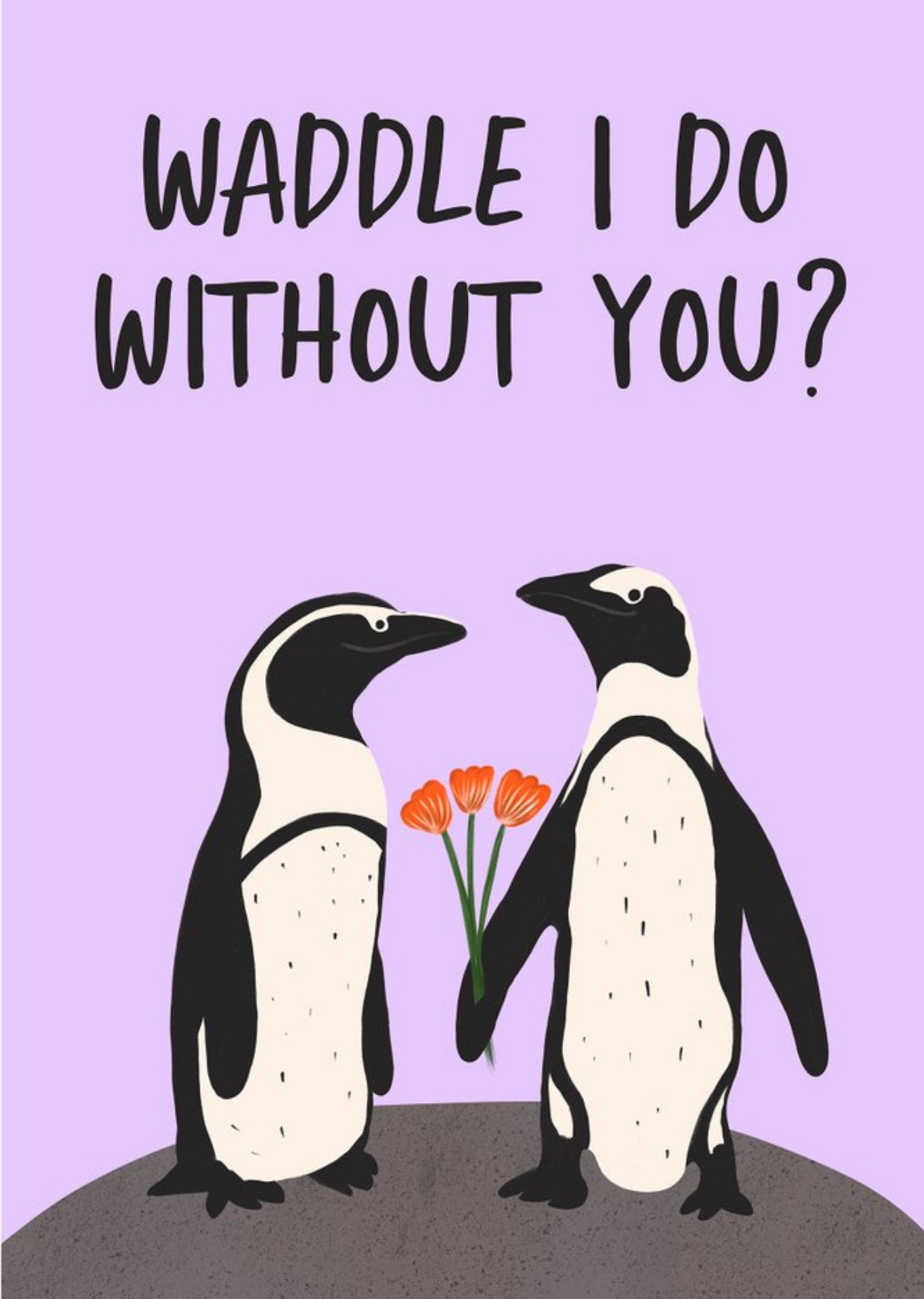 Moonpig Gabi And Gaby Illustrated Penguin Cute Love Valentines Card, Large
