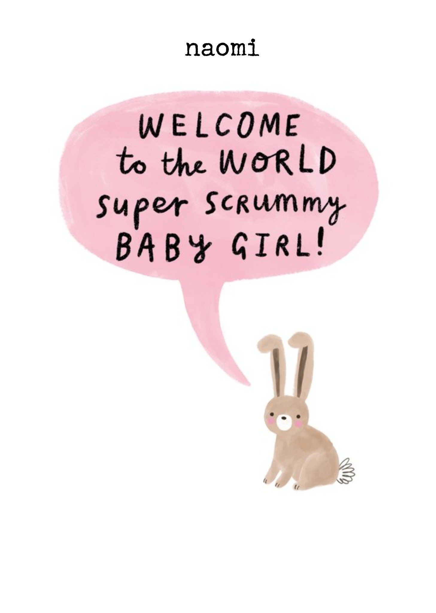 Welcome To The World Illustrated Bunny Rabbits Cute New Baby Girl Card Ecard