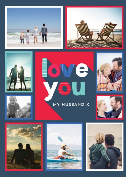 Big Block Letters Love You Husband Valentine's Day Photo Card