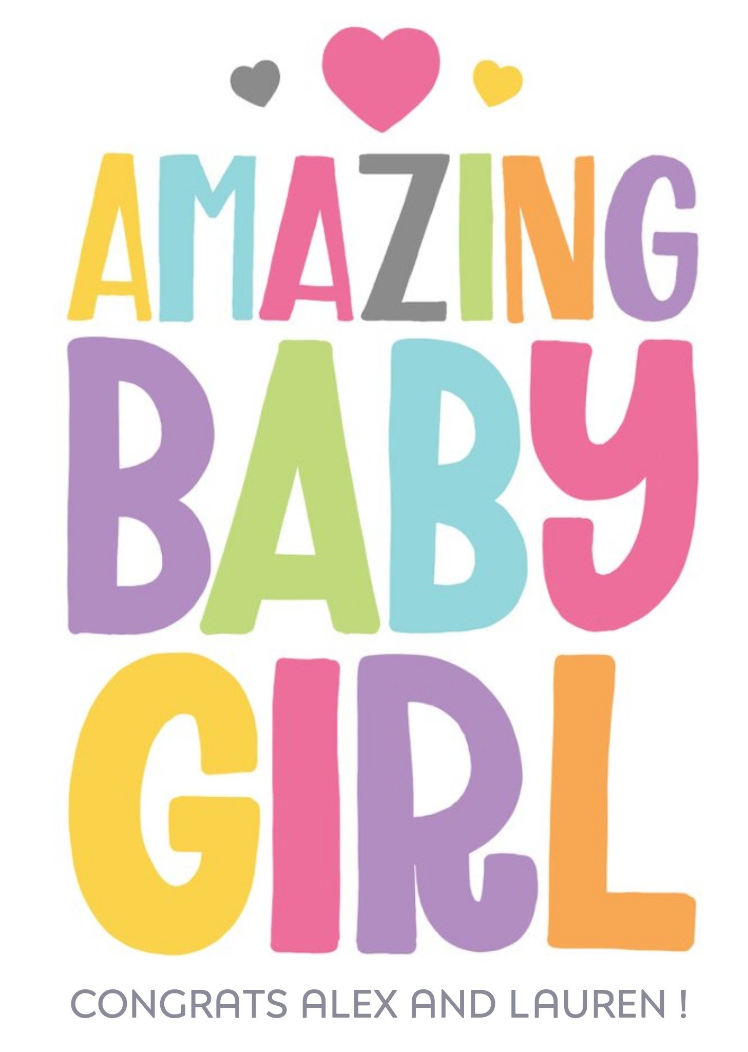 Amazing Baby Girl Personalised Card Ecard