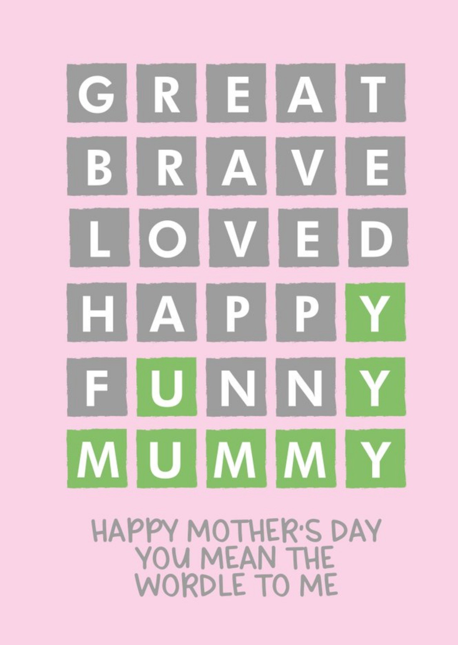 Moonpig Funny Pink Wordle Mother's Day Card Ecard