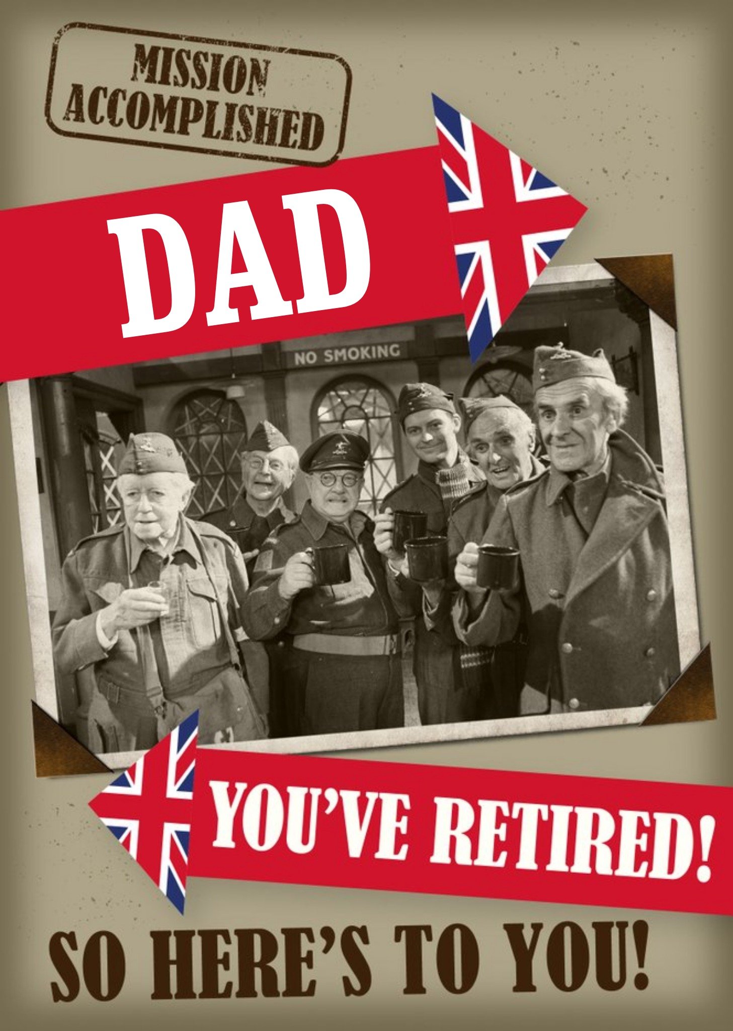 Retro Humour Dad's Army Photo Upload Retirement Card, Large