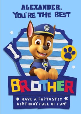 Paw Patrol Birthday Card for Brother Have a Puptastic Birthday
