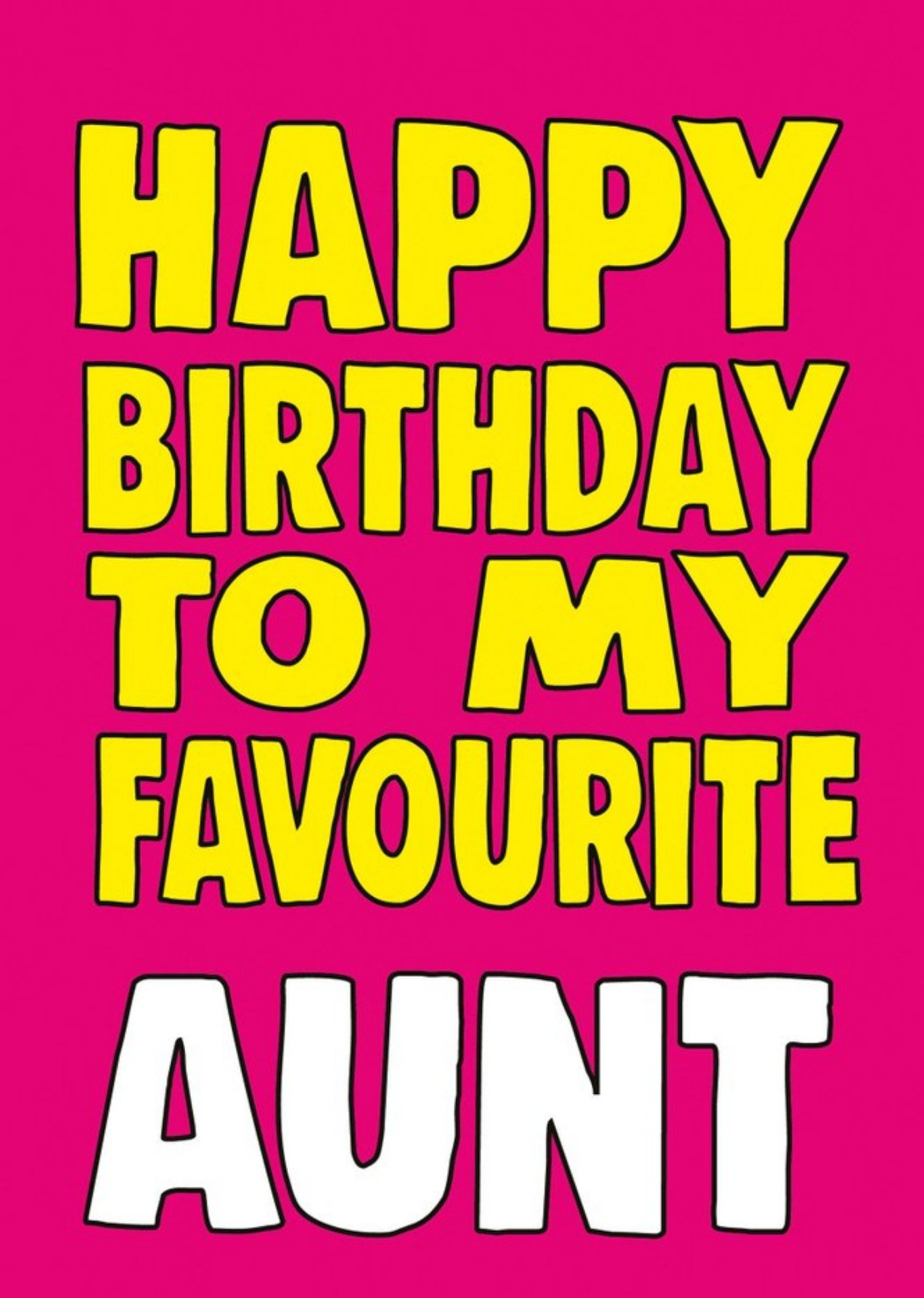 Bright Bold Typography Favourite Aunt Birthday Card Ecard