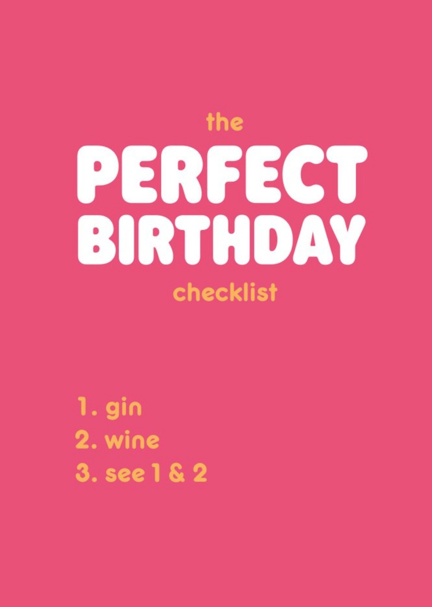 The Perfect Birthday Checklist Funny Graphic Typographic Birthday Card Ecard