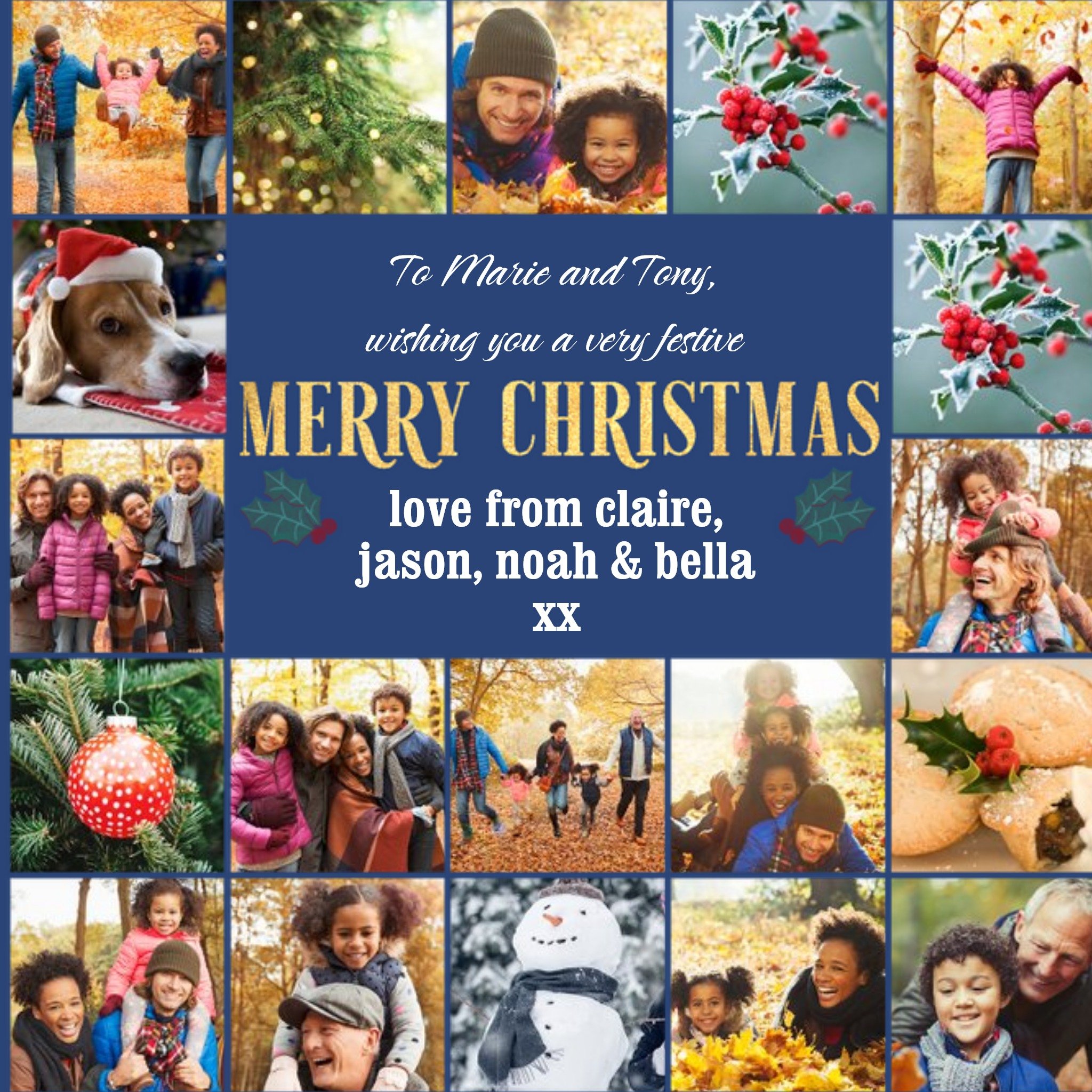 Multi Photo Upload Christmas Card, Square