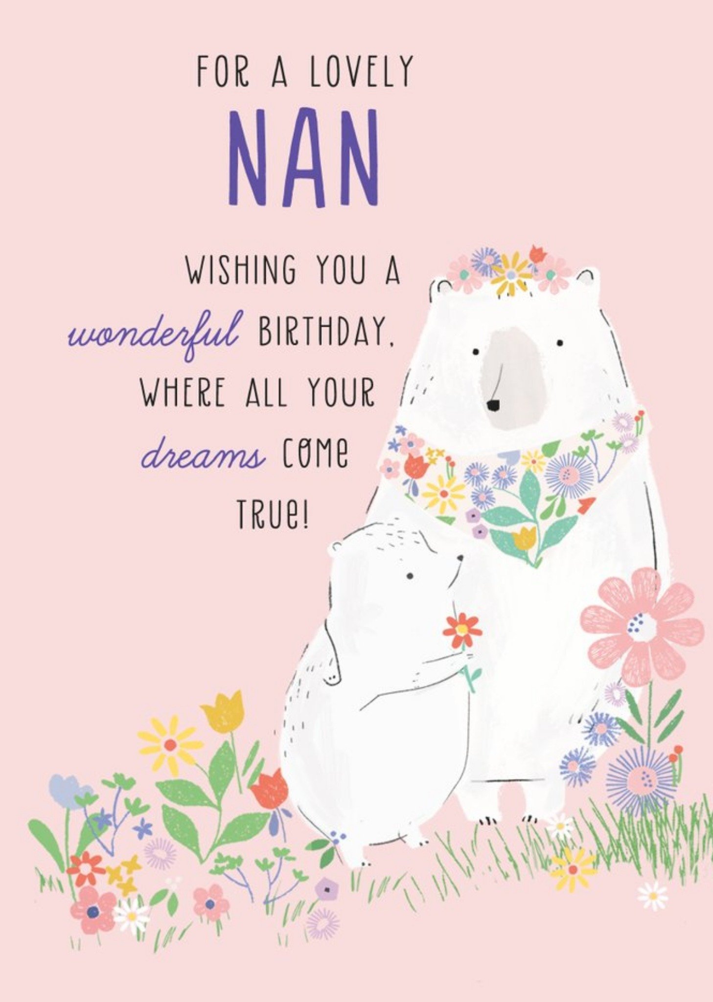 Moonpig Cute Illustrative Bears Nan Birthday Card , Large