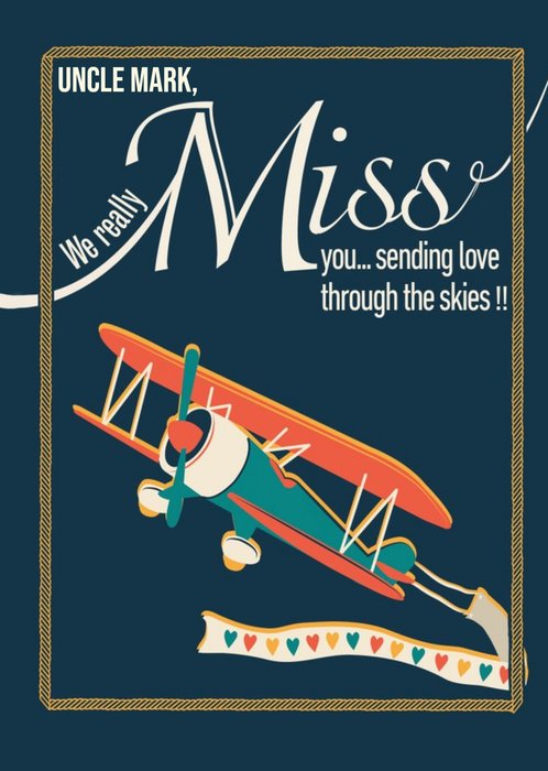 Retro Airplane Sending Love Through The Skies Miss You Card