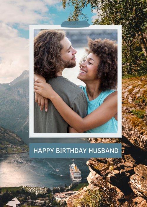 Photographic Photo Upload Travel Adventure Happy Birthday Husband Card