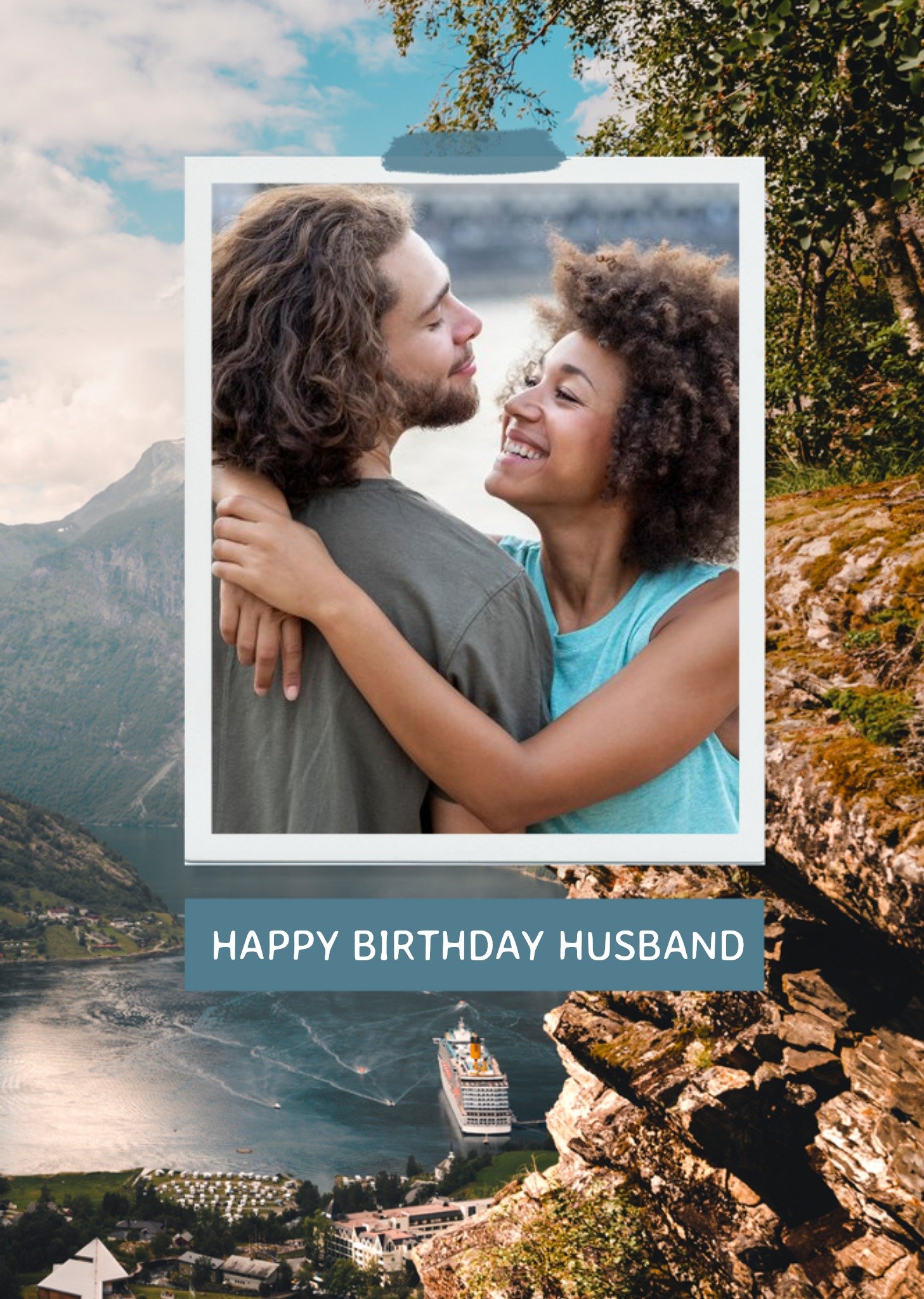 Photographic Photo Upload Travel Adventure Happy Birthday Husband Card Ecard