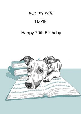 BlueTerrier Dog Illustrated Book Lover Birthday Card