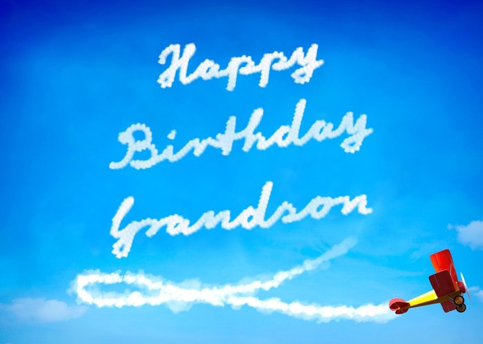 Sky Writing Grandson Birthday Card